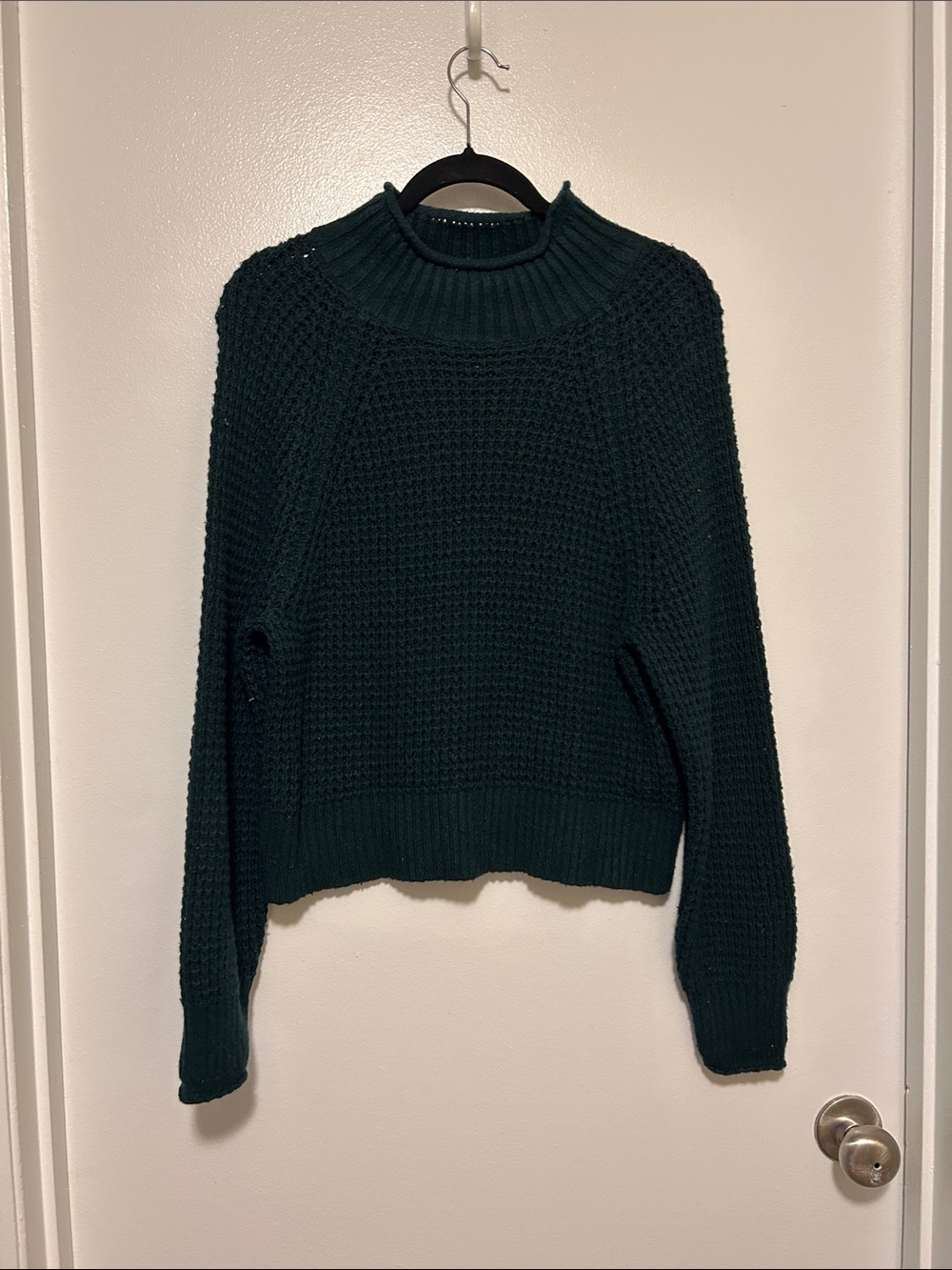 American Eagle Outfitters Dark Green Textured Mock Neck Sweater